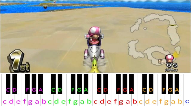 Koopa Beach (Super Mario Kart) Piano / Keyboard Easy Letter Notes for Beginners