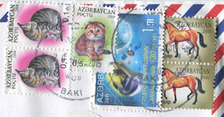 stamp, azerbaijan, cat, horse