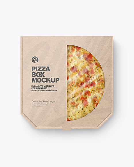 Kraft Paper Box with Pizza Mockup