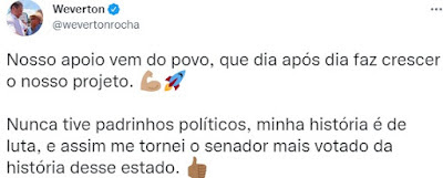 Weverton e os dois pesos e duas medidas sobre a classe política 