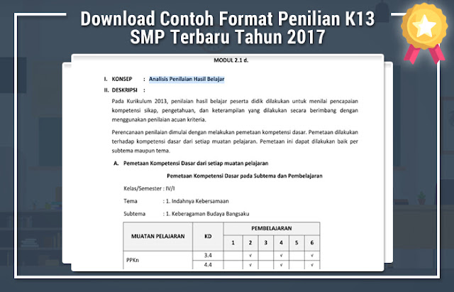  Format Penilian K13 SMP