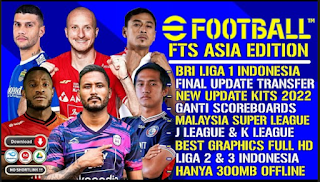 Download BARU!! FTS MOD eFootball PES 2023 Final Update Transfer BRI Liga 1 Indonesia And Full Asia