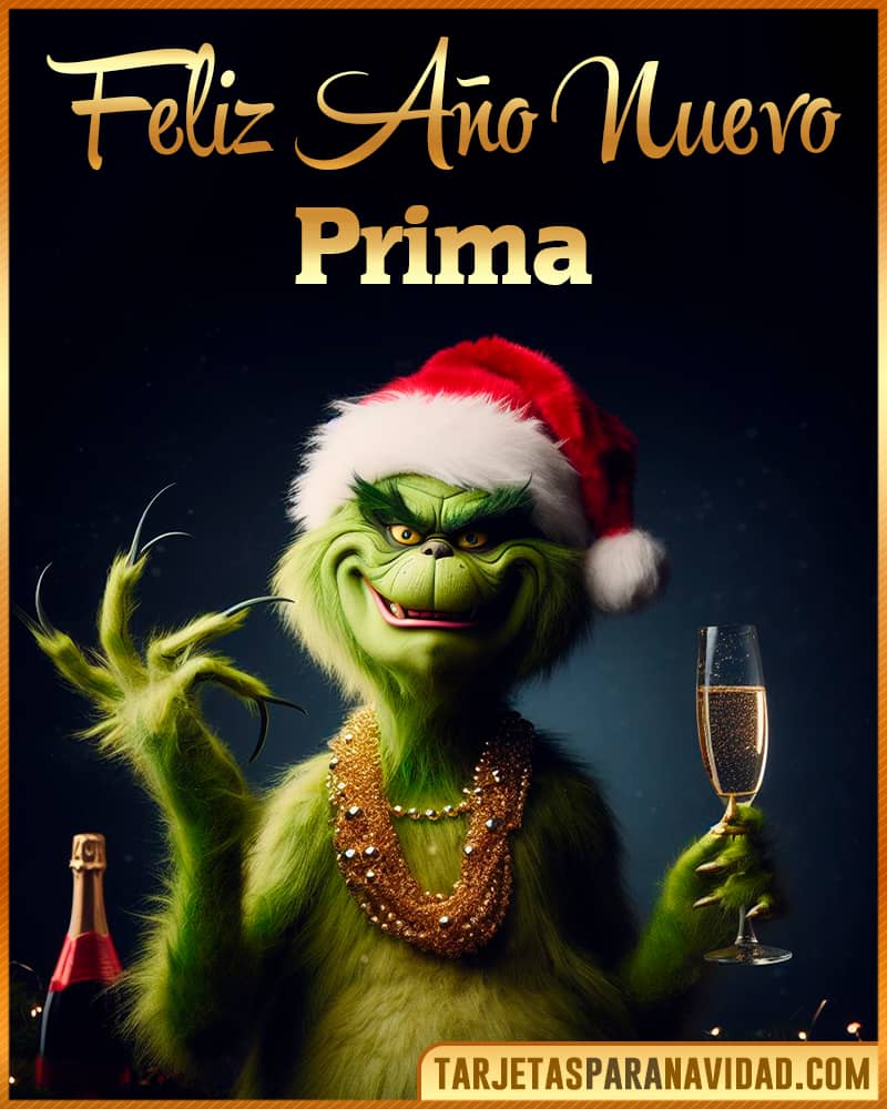 Tarjeta De Feliz Año Nuevo De Grinch Para Prima