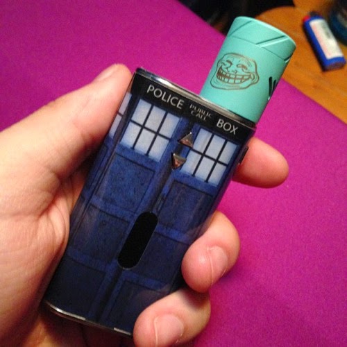 iStick 50W with tardis sticker and Tiffany blue troll