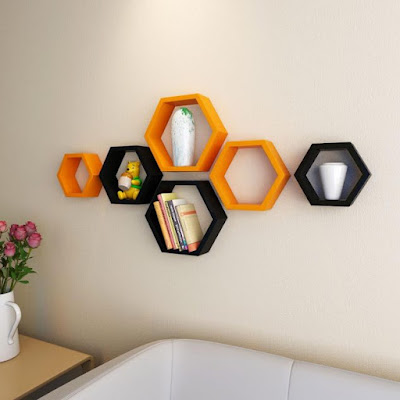 رف, تخزين,ديكور,hexagon, floating, shelves