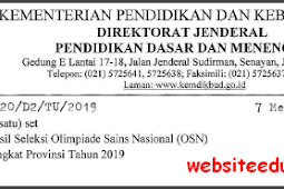 Daftar Peserta OSN SD/MI Tingkat Nasional Tahun 2019