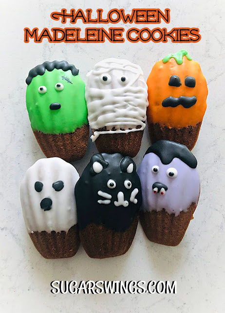 spooky halloween chocolate madeleine cookies