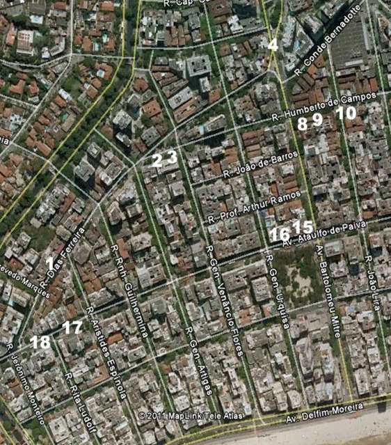 Mapa Ruas Oeste numbers