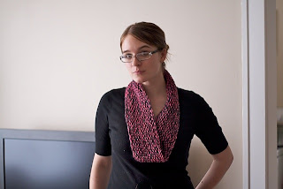 Honeysuckle Pink and Grey Cowl/Neck Warmer