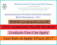 Cholera and Enteric Diseases Recruitment 2017– Community Health Workers