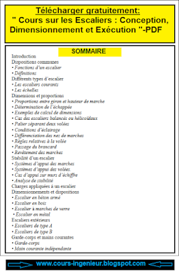 Téléchargez gratuitement le cours complet sur les escaliers, incluant la conception, le dimensionnement et l'exécution, au format PDF. Approfondissez vos connaissances en architecture et construction d'escaliers grâce à ce guide détaillé. Obtenez un accès instantané à des informations essentielles pour créer des escaliers fonctionnels et esthétiques.