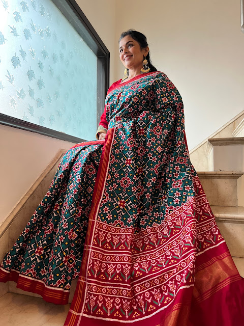 Green navratan patan patola saree