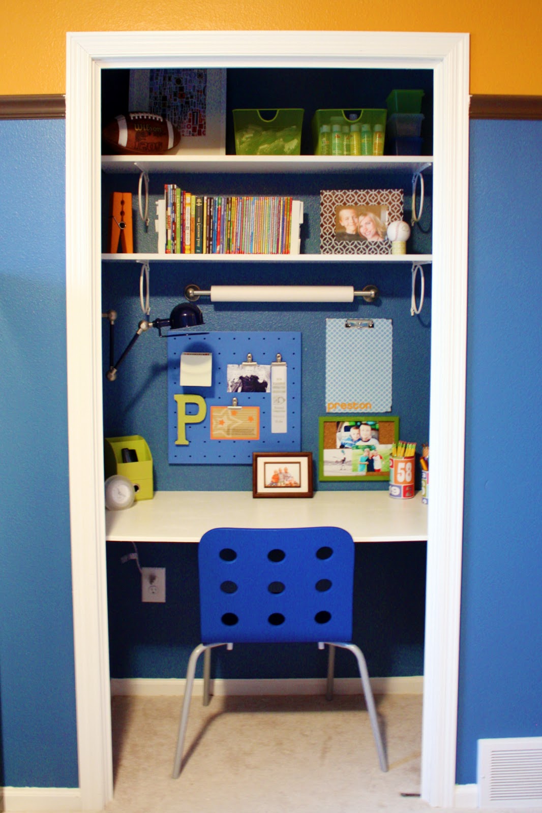 Son's Vibrant Personality In This Study Area Carved Out Of A Closet