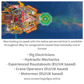   New looking to speak with the below personnel that is available throughout May for assignments based internationally and in Europe