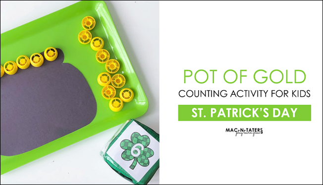 St. Patrick's Day Counting Activity for Kids Using Pouch Cap Lids