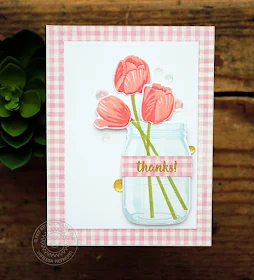 Sunny Studio Stamps: Timeless Tulips And Vintage Jar Thank You Card by Vanessa Menhorn
