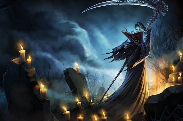 Grim reaper at a graveyard, Digital art grim reaper, fantasy grim reapers