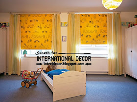 Yellow roller blinds and window treatments for kids room, modern roller blinds