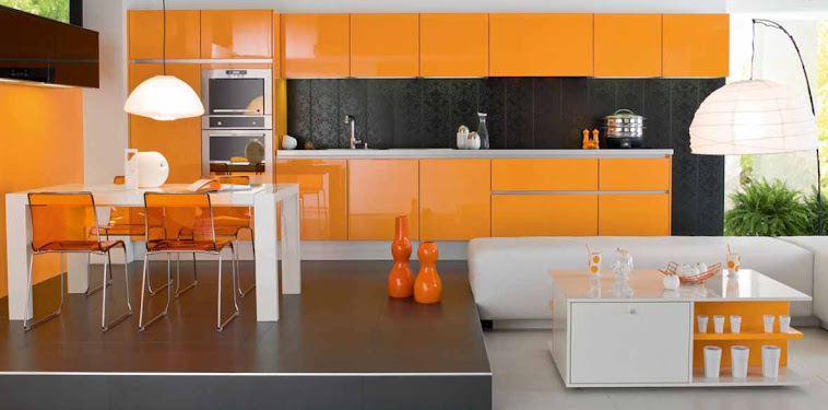 Dekorasi Desain Dapur Warna Orange Terbaru