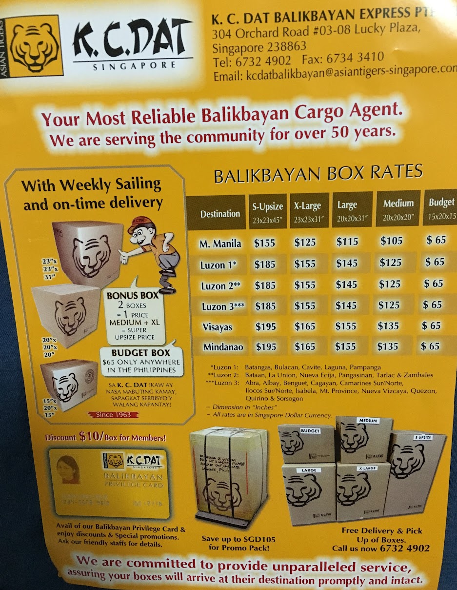 Singapore Balikbayan Box K C Dat - 