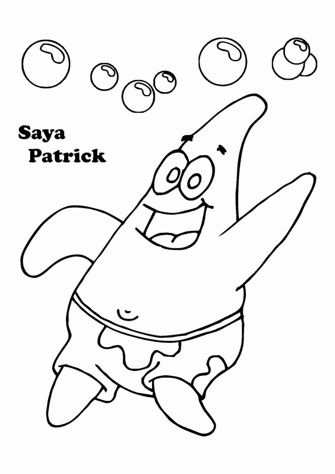 Mewarnai Gambar Patrick SpongeBob SquarePants Contoh Anak PAUD