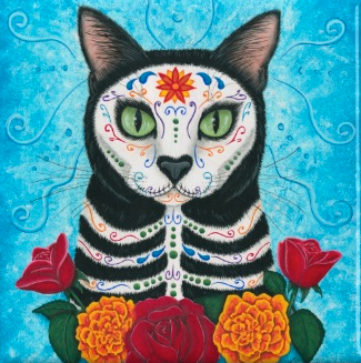 cat sugar skull magnet