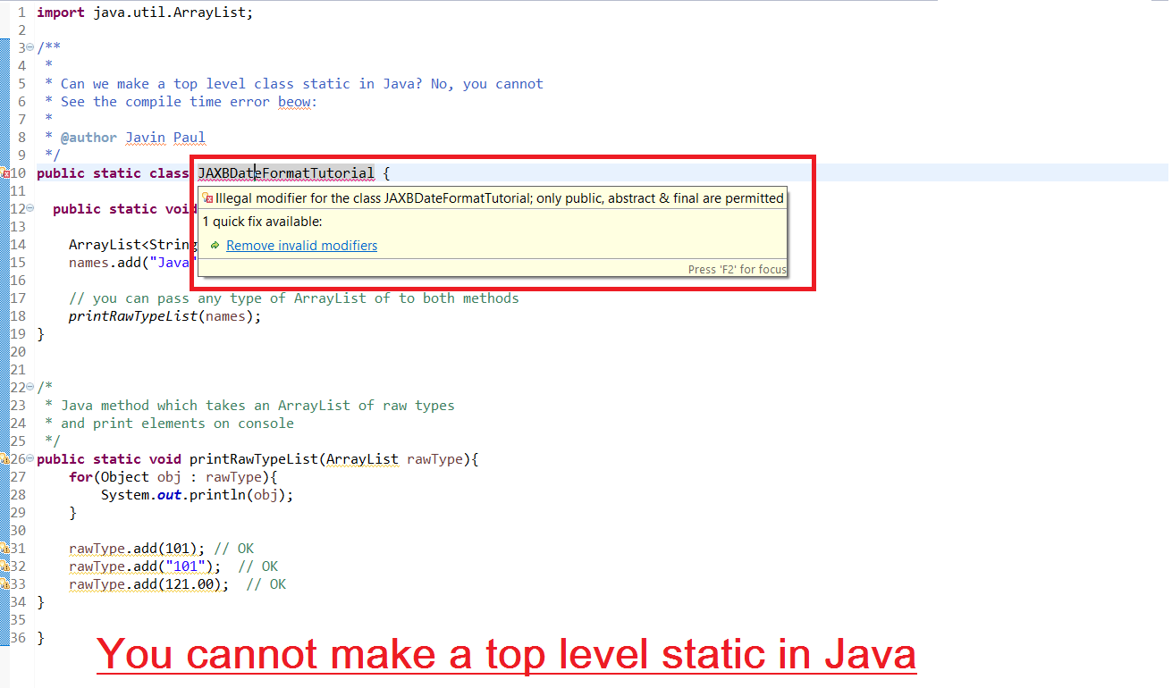 Javarevisited Can We Declare A Class Static In Java Javarevisited Can We Declare A Class Static In Java