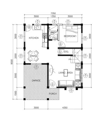 plan maison 7.35 x 9.50 m avec 2 étage