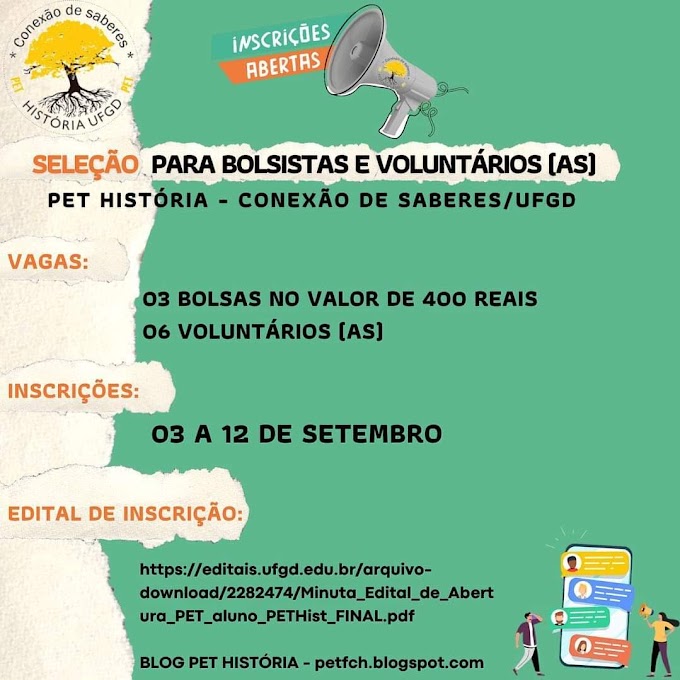 Seleção para bolsistas e voluntários Pet História 