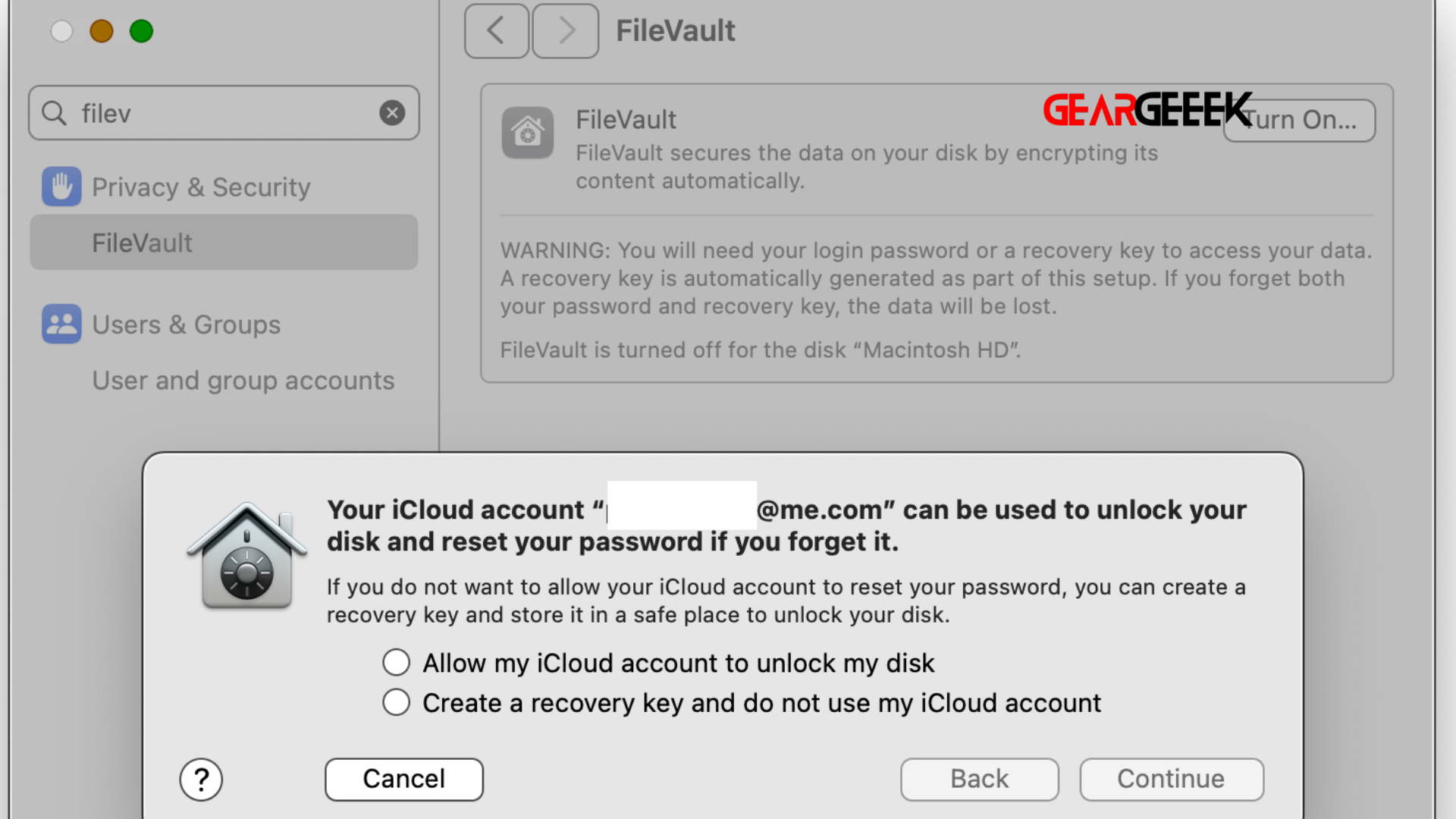 Reset MacBook Pro with FileVault Recovery Key