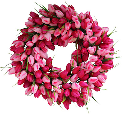 Dark and light pink tulip wreath