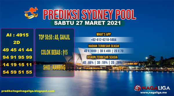 PREDIKSI SYDNEY  SABTU 27 MARET 2021