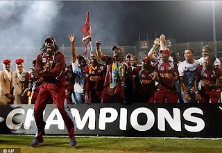 West Indies Cricket Team celebrating world cup victory 2012