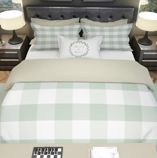 sage green farmhouse bedding