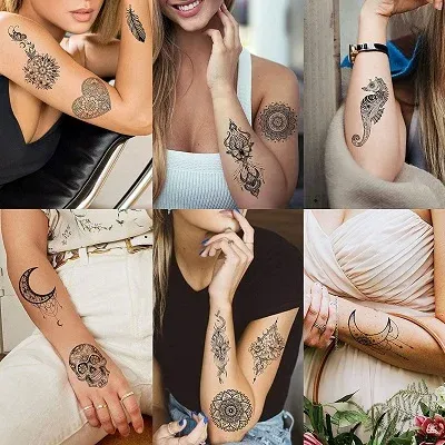 Tasroi Sexy Black Henna Temporary Tattoos