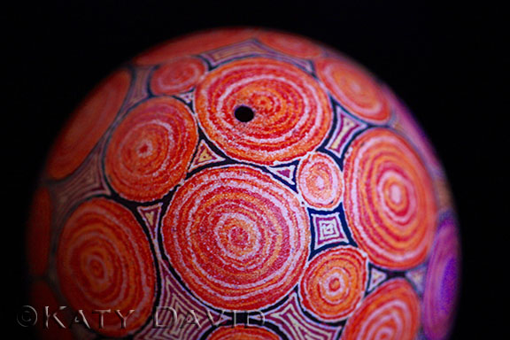 Friday Egg: Under, Purple and Red, Goose Egg Pysanky ©Katy David