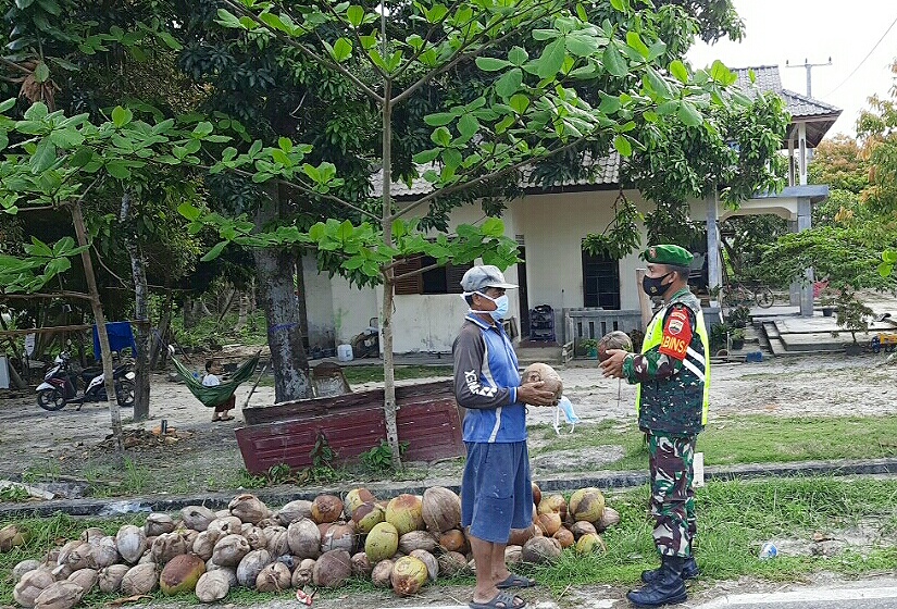 Babinsa Desa Cemaga Utara Lakukan Komsos Dengan Petani Kelapa