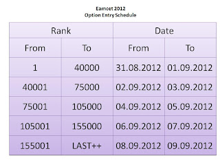 Option Entry Schedule