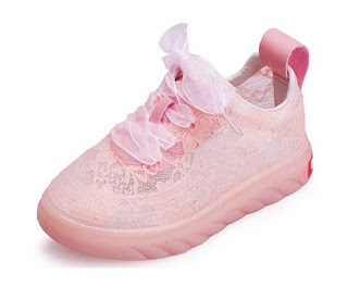 PENGKE Girls Lace Fabric Breathable Running Shoes Athletic Tennis Walking Sneakers for Kid