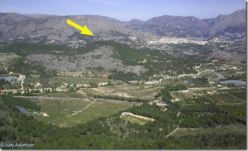Panorámica desde el monte Ponoch - Ubicación de la Cova Pinta