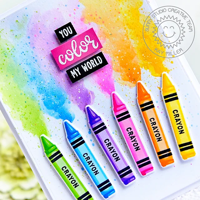 Sunny Studio Stamps: Color My World Teacher Appreciation Crayon Themed Appreciation Cards by Kay Miller