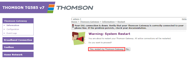 ضبط اعدادات راوتر thomson tG585 V7