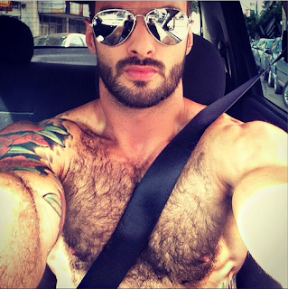   Sun Spectacled muscular hairy handsome Car Time Muscle Men 