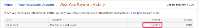 Amazon US Affiliate Payment