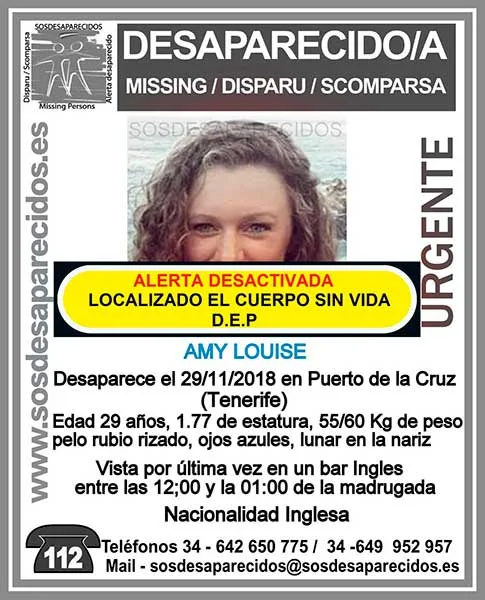 Localizan sin vida el cuerpo de Amy Louise, mujer de nacionalidad inglesa, Puerto de La Cruz, Tenerife