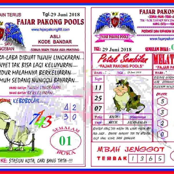 Kode Syair Fajar Pakong 30 Juni 2018