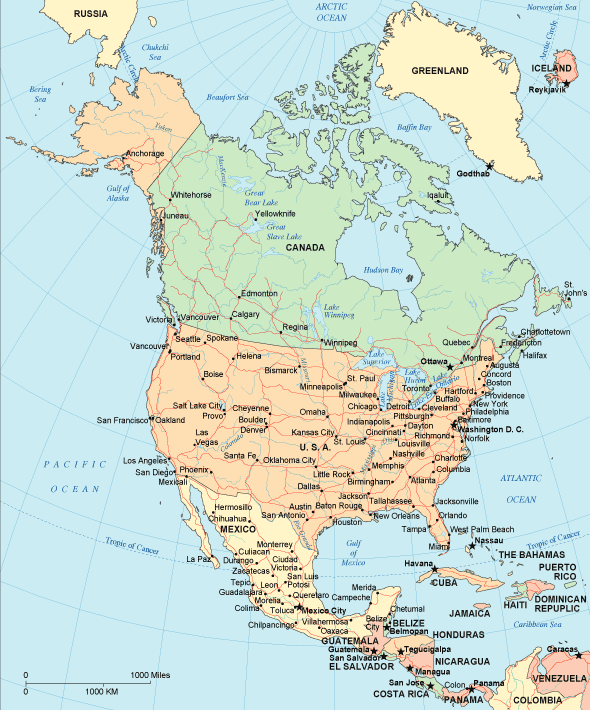 political map of mexico and central america. [map+north+america.jpg]