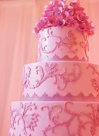 yellow and pink wedding cakes pictures