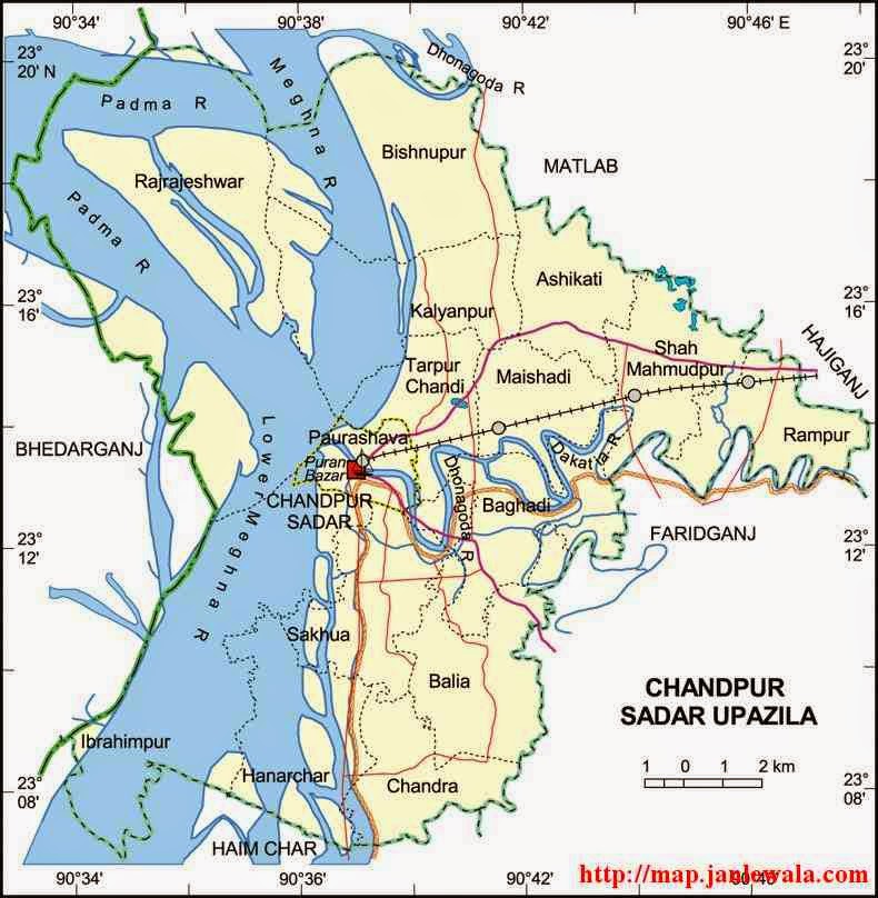 chandpur sadar upazila map of bangladesh