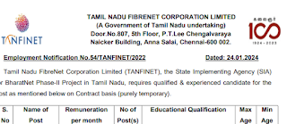 TANFINET Corporation- Notification and Application for Recruitment on Contract basis - Last date 23rd February 2024